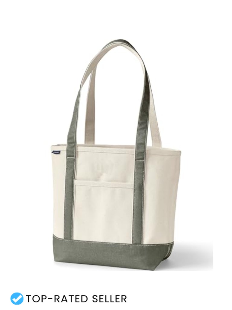 Canvas Tote Bag With Shoulder Straps, Open Top, Roomy Compartments